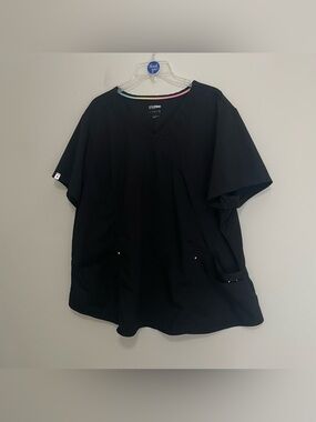 Scrubstar Black Medical Scrub Top - V-Neck Pockets~ Size 3XL~ Medical Staff